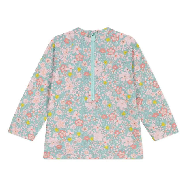 T-shirt de Bain Anti-UV Fleuri Bébé | Turquoise