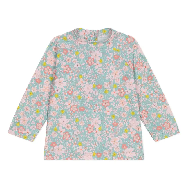 Baby Anti-UV-Bade-T-Shirt Blume | Turquoise