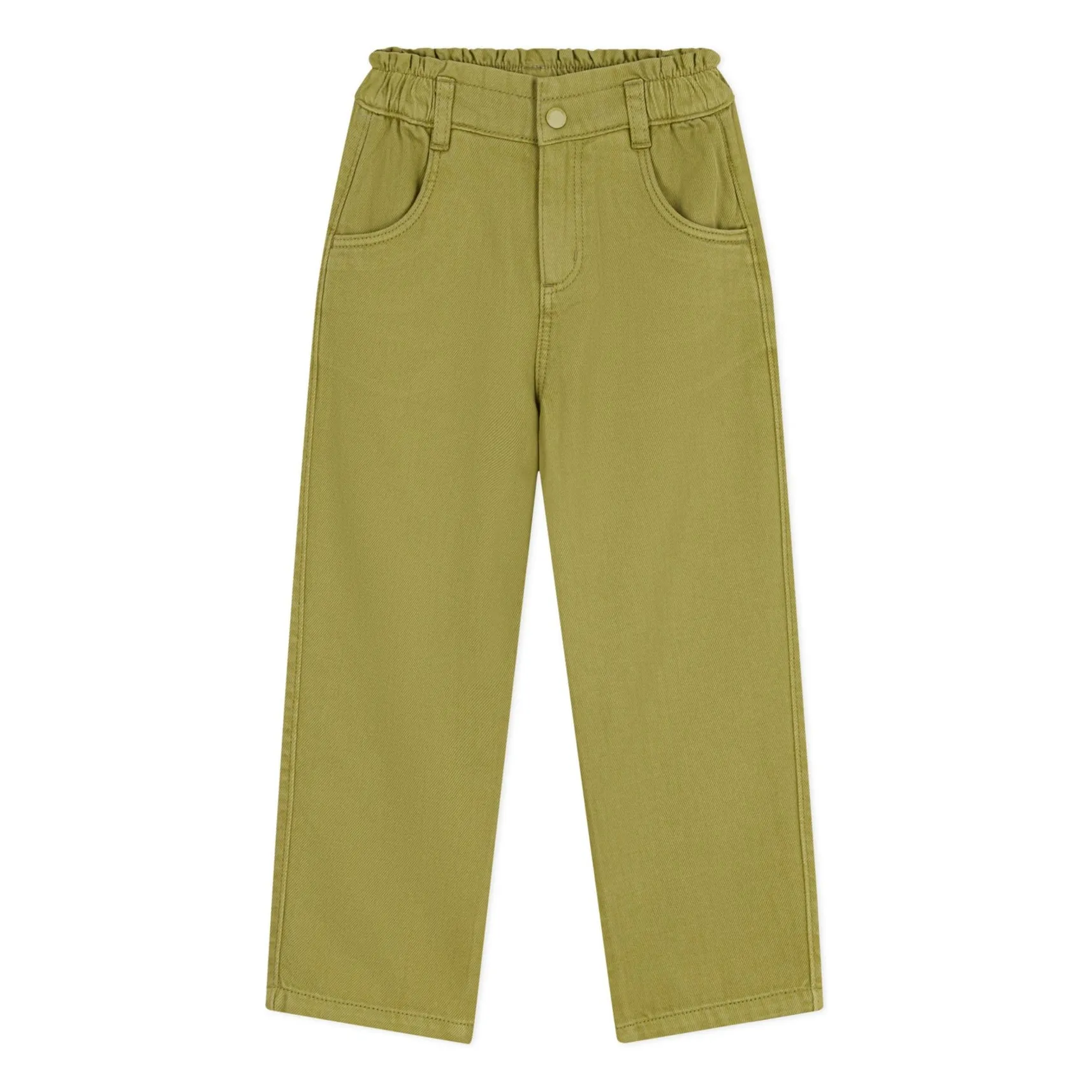 Petit Bateau Girls Olive Paperbag Twill Pants