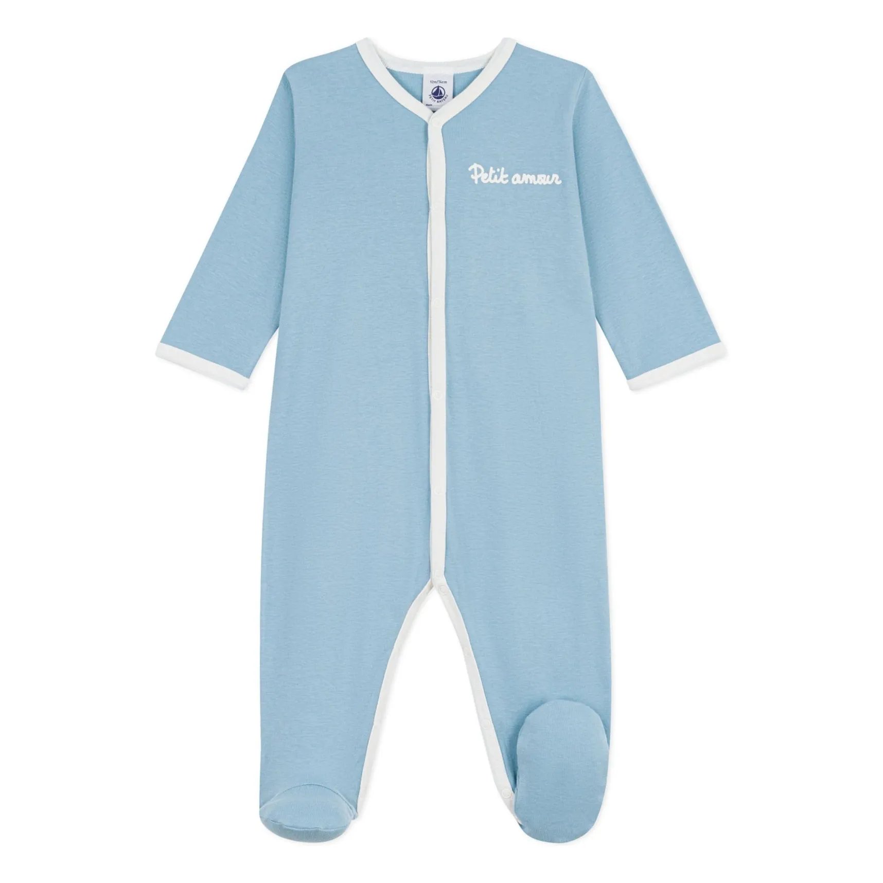 Petit Bateau Grey Blue Dors Bien Petit Amour Organic Cotton Pyjamas