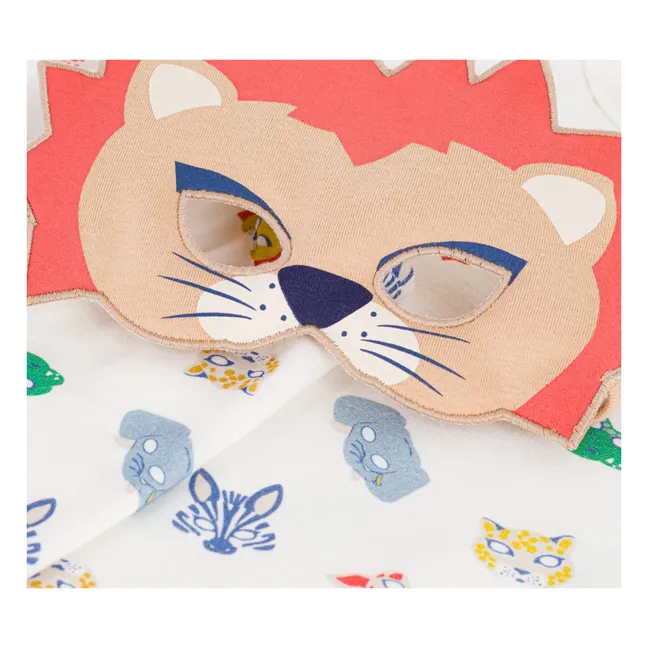Ensemble Pyjama Short et Masque Lion Coton Bio | Blanc