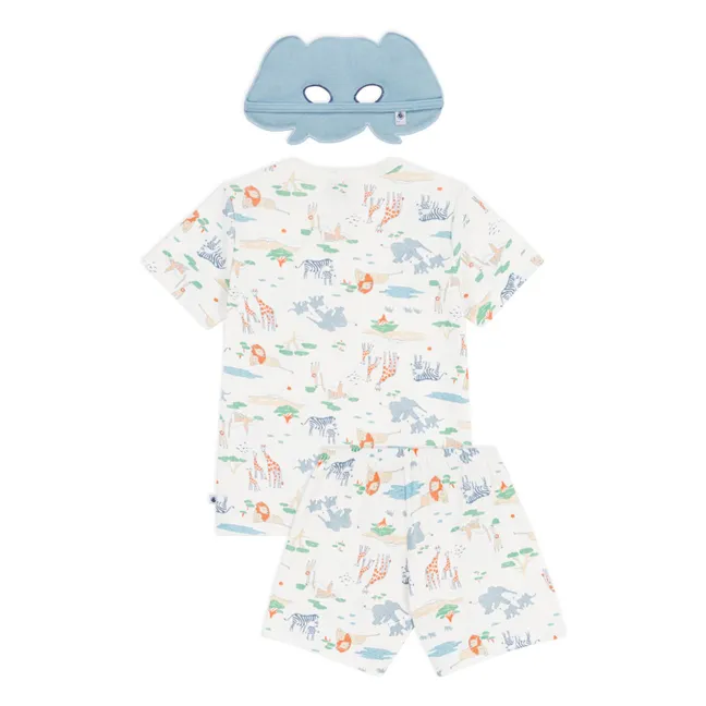 Ensemble Pyjama Short et Masque Savane Coton Bio | Blanc