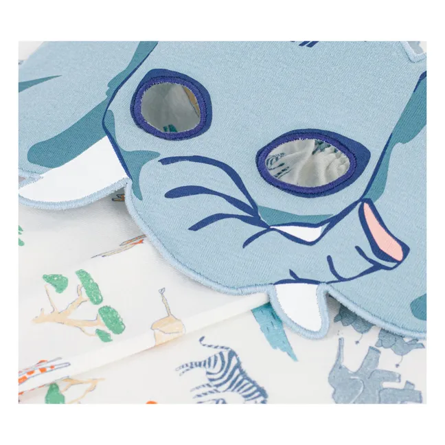 Ensemble Pyjama Short et Masque Savane Coton Bio | Blanc