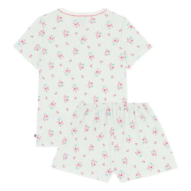 Pyjama Short Rayé Fleuri | Vert