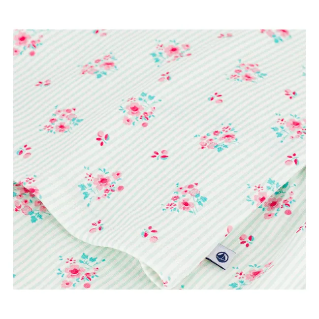 Pyjama Short Rayé Fleuri | Vert