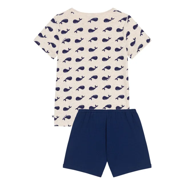 Pijama corto Whale | Beige chiné