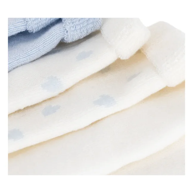 Lot de 3 Paires de Chaussettes Cœurs Eponge Coton Bio | Blanc