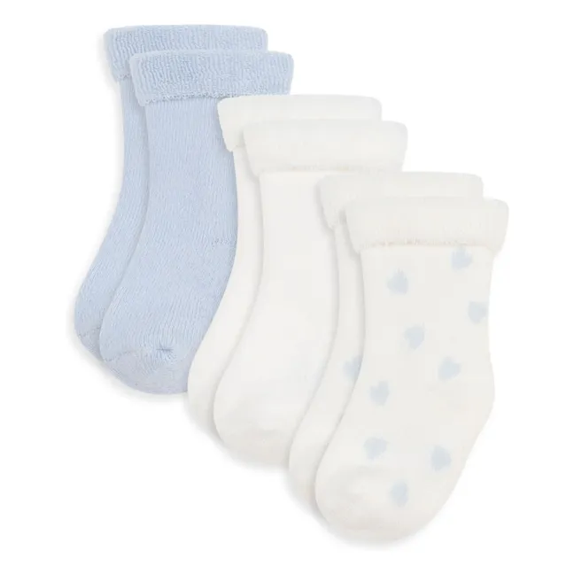3 Paar Socken Herzchen Frottee Bio-Baumwolle | Weiß