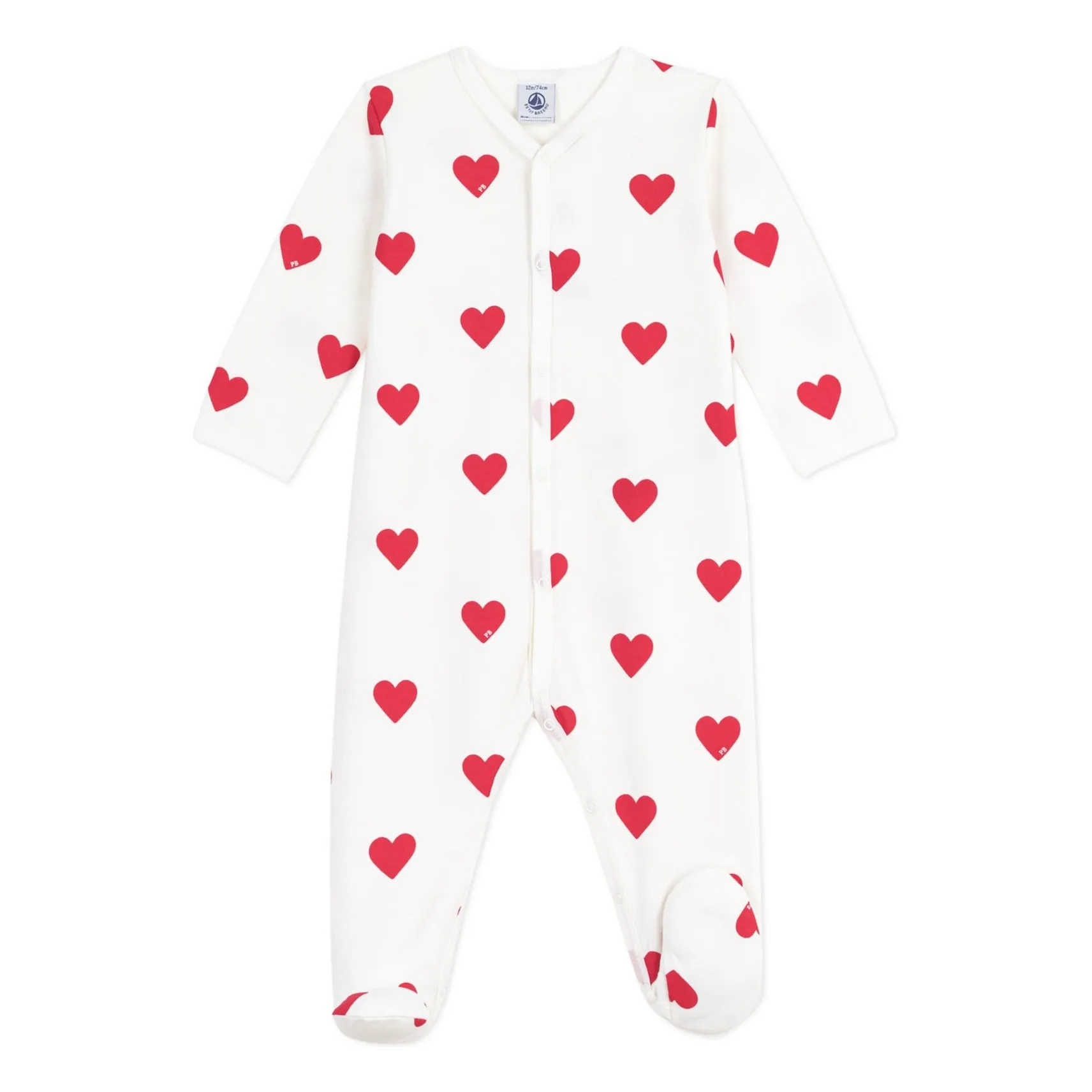 Petit Bateau Girls White Dors Bien Cœurs Molleton Pyjamas