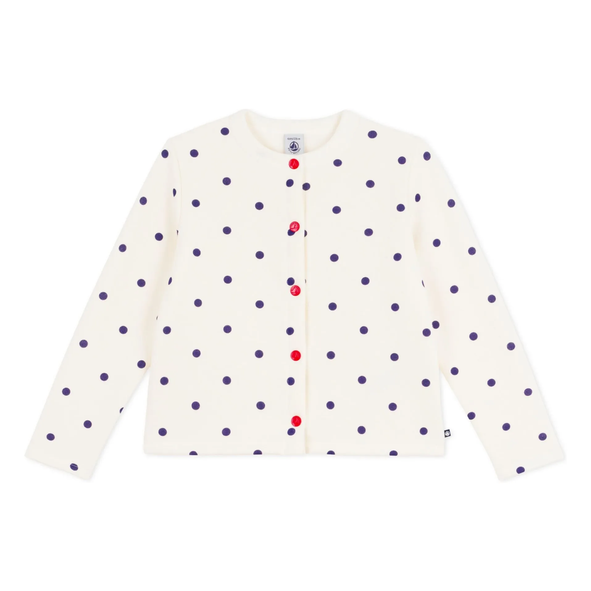 Petit Bateau Girls Ecru Molton Polka Dot Cardigan