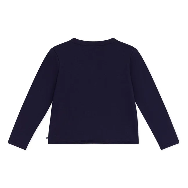 Cardigan Uni Molleton | Bleu marine