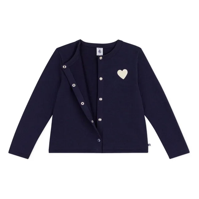 Cardigan Uni Molleton | Bleu marine