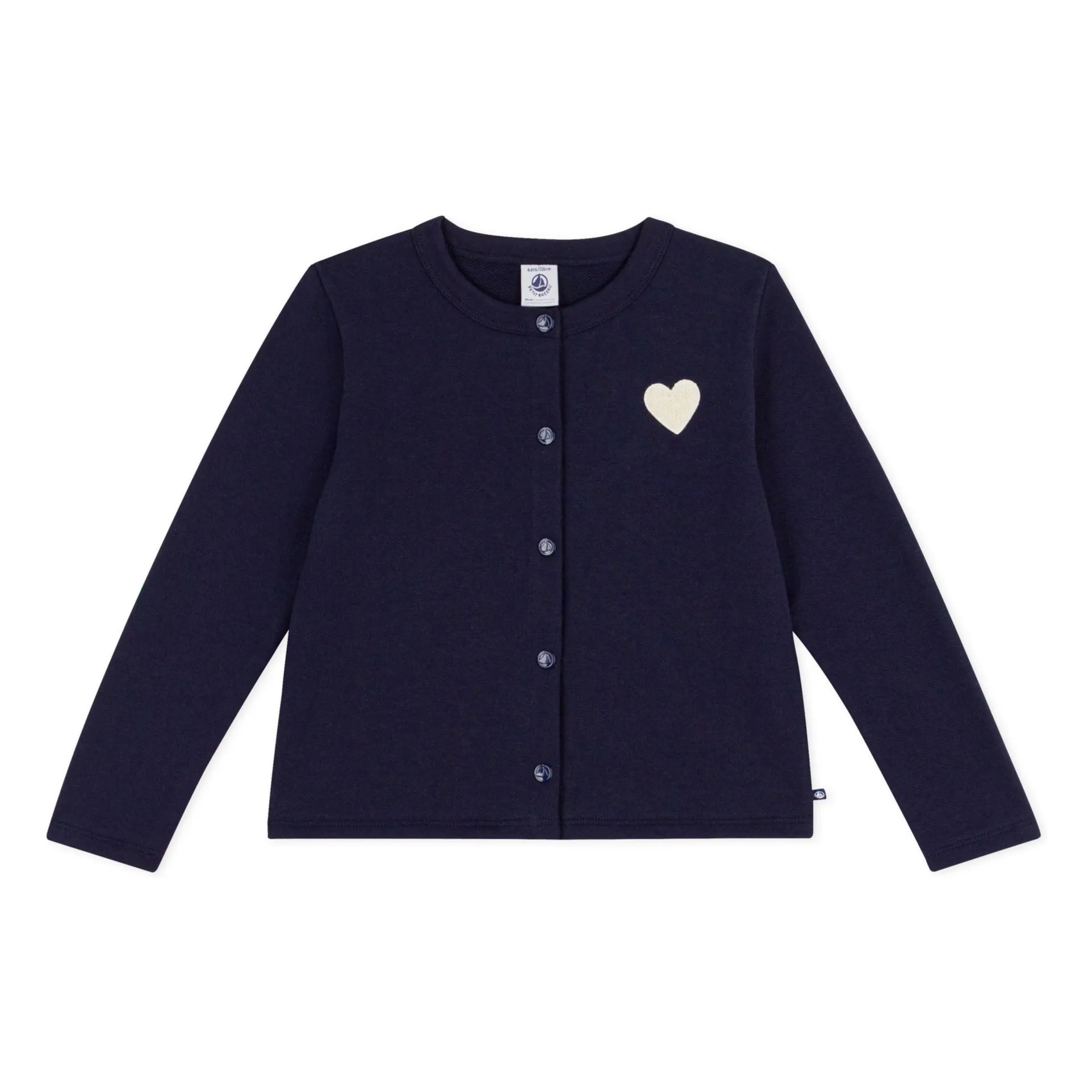 Petit Bateau Girls Navy Blue Cardigan Uni Molleton