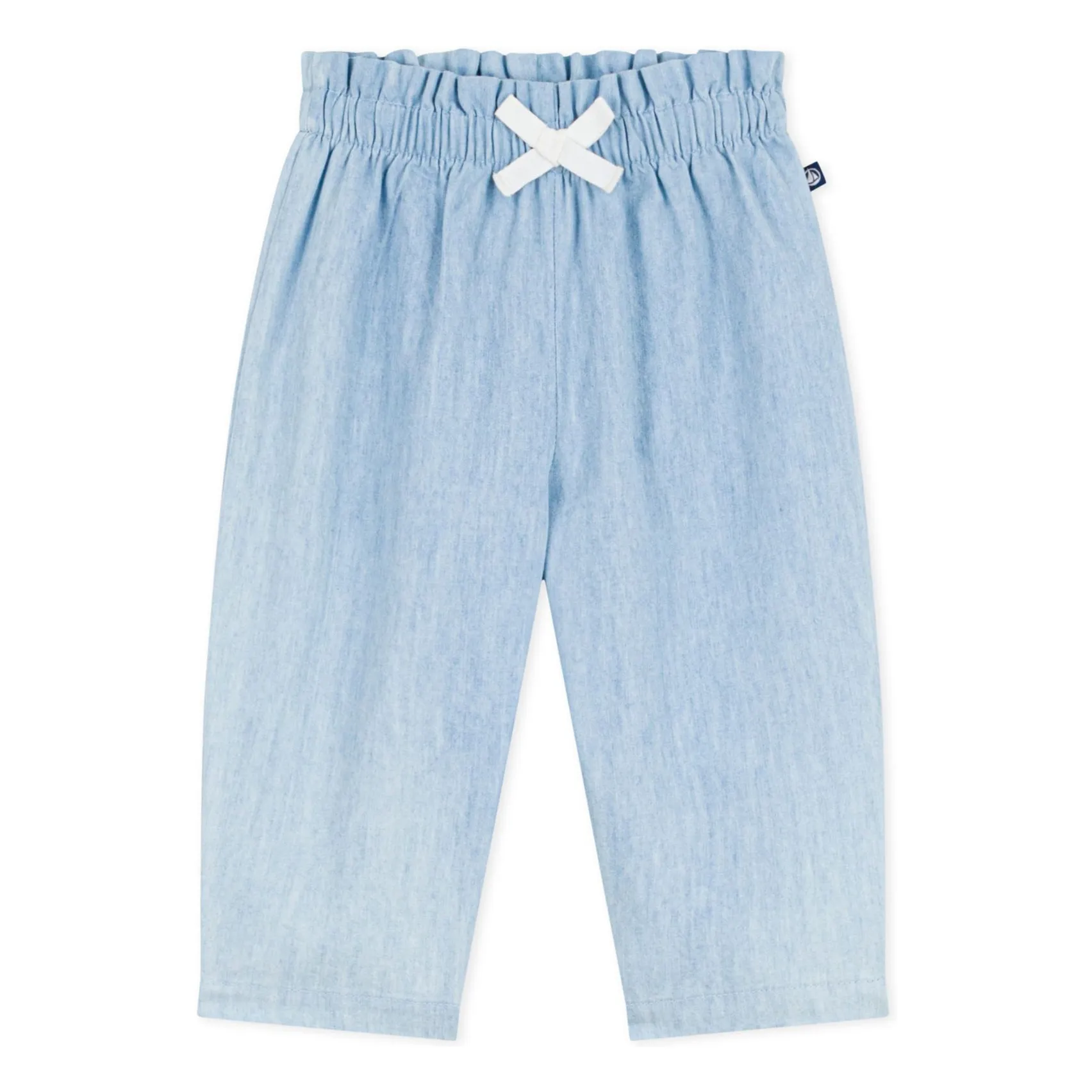 Petit Bateau Girls Light Blue Chambray Pants