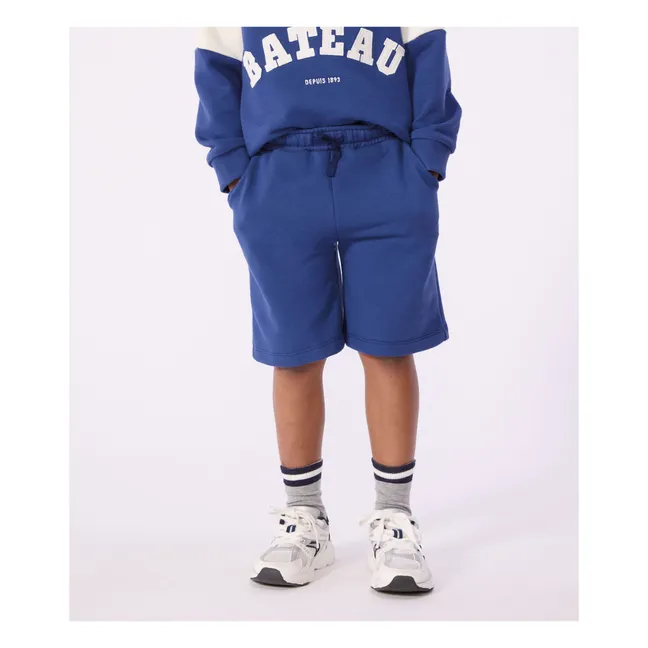 Bermuda Uni Molleton Coton Bio | Bleu