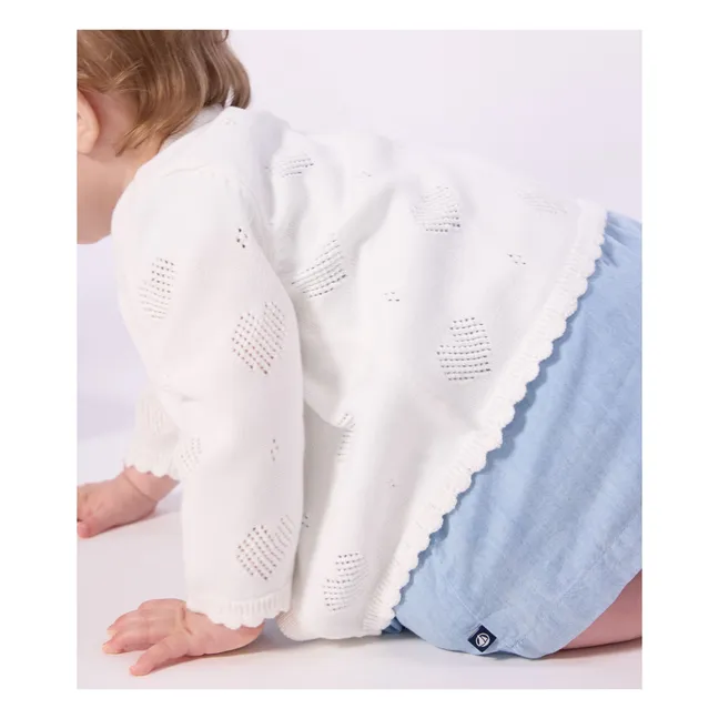 Cardigan Ajouré Coeurs Coton Bio | Blanc