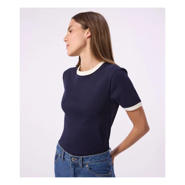 Camiseta Iconic Ribbed | Azul Marino