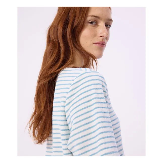 Striped Towelling Pyjama Shorts | Turquoise