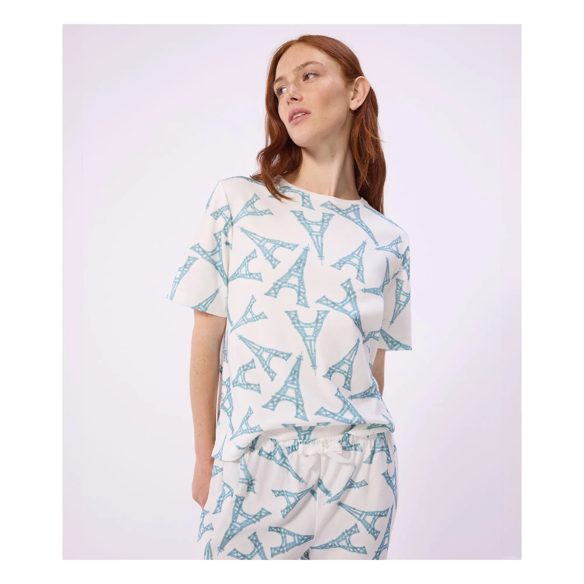 Pyjama Short Tour Eiffel | Blanc- Image produit n°2