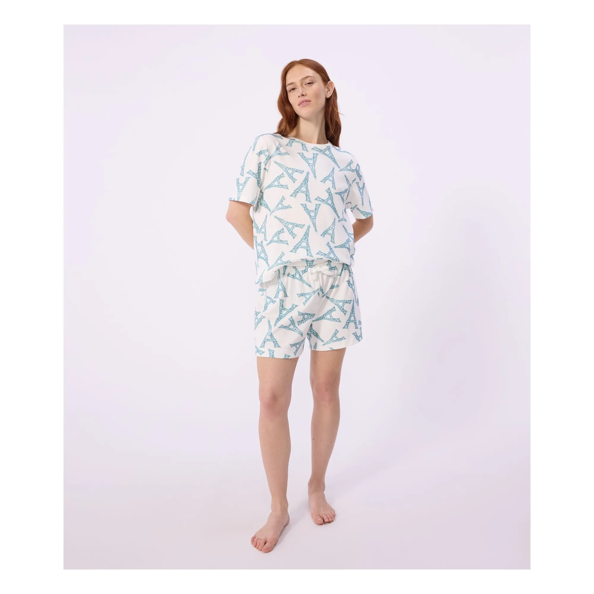 Pyjama Short Tour Eiffel | Blanc- Image produit n°1