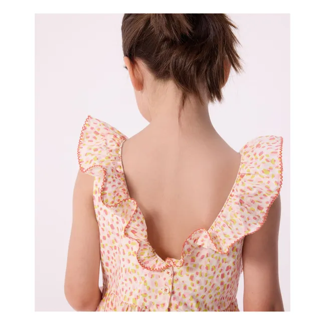 Robe Tachetée Popeline Coton Bio | Corail