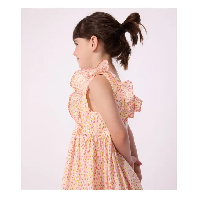 Vestido de lunares de popelina de algodón orgánico | Coral