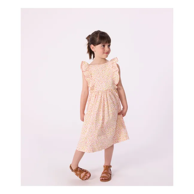 Vestido de lunares de popelina de algodón orgánico | Coral