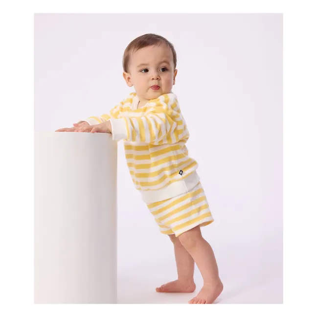 Pantaloncini in spugna a righe | Giallo