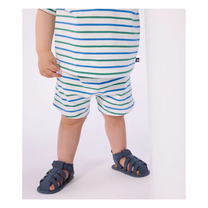 Pantalón corto polar a rayas | Blanco- Imagen del producto n°2