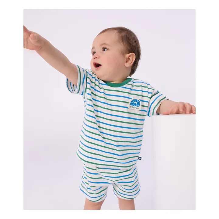 Pantalón corto polar a rayas | Blanco- Imagen del producto n°1