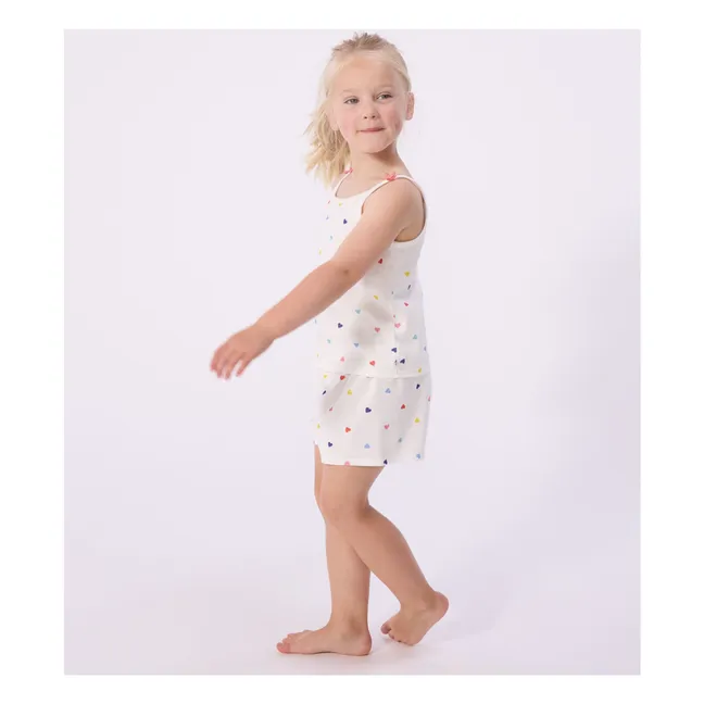 Pyjama Short Tank Top Hearts | White