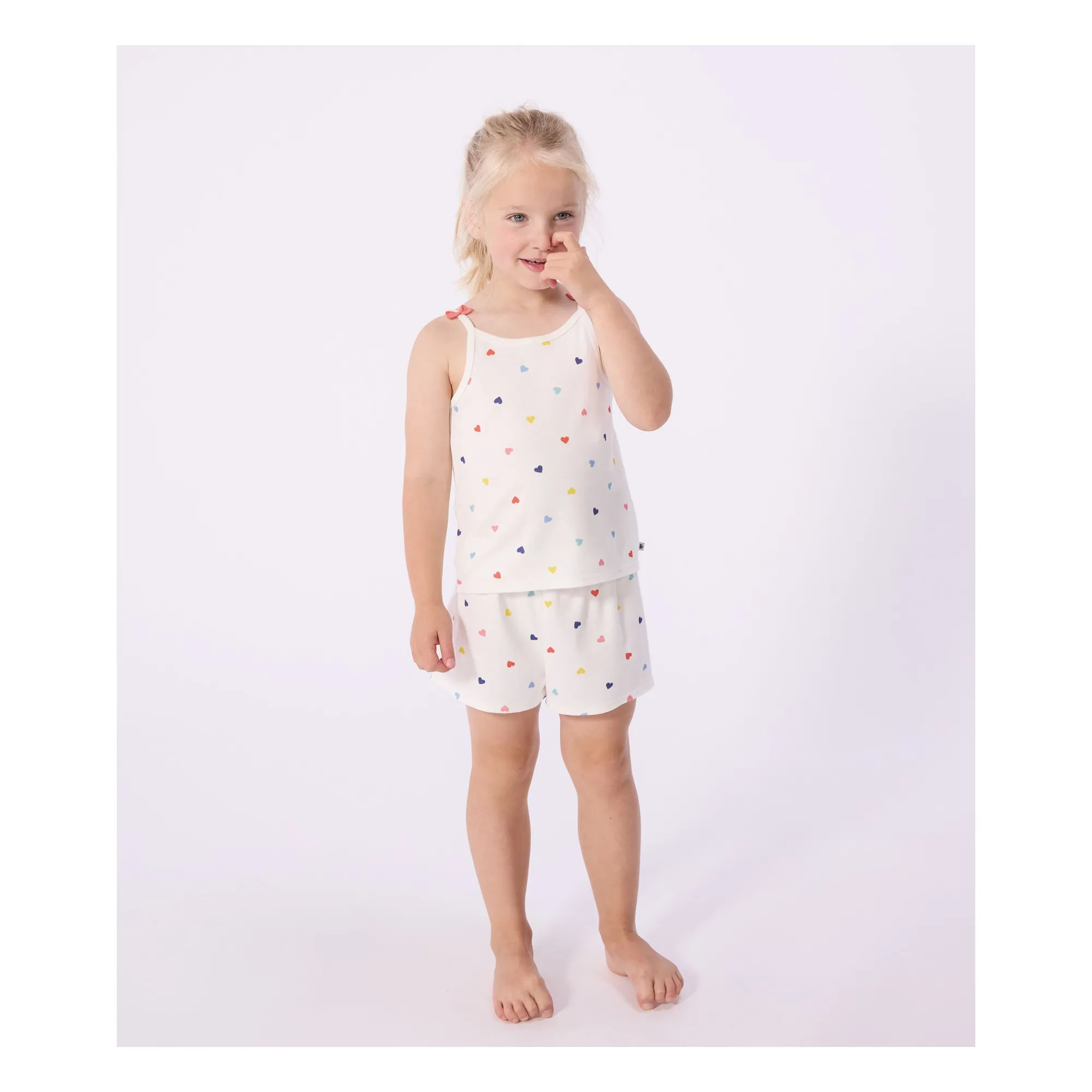 Pyjama Short Débardeur Cœurs | Blanc- Image produit n°1