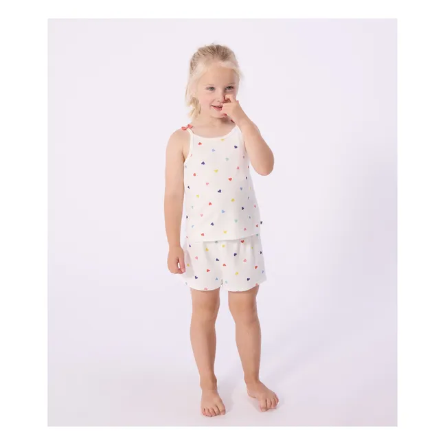 Pyjama Short Tank Top Hearts | White