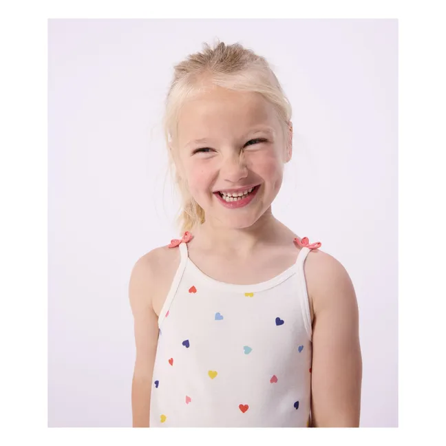 Pyjama Short Tank Top Hearts | White