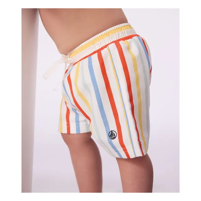 Short de Bain Rayé Fibres Recyclées Bébé | Blanc