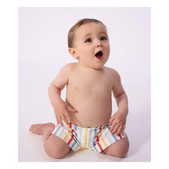 Short de Bain Rayé Fibres Recyclées Bébé | Blanc