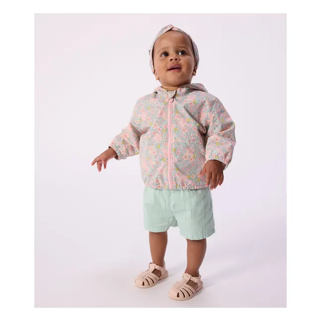 Coupe-Vent Fleuri Fibres Recyclées Bébé | Turquoise