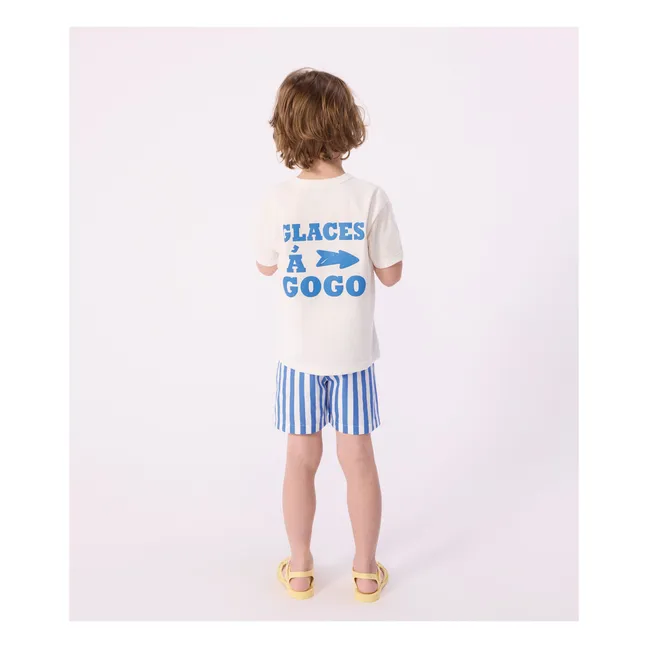 Gestreifte Badeshorts aus recycelten Fasern | Blau