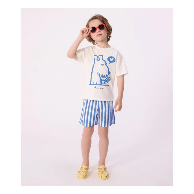 Recycled Fiber Striped Swim Shorts | Blue