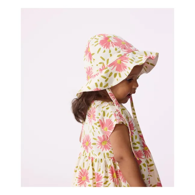 Gorro floral de algodón orgánico Crépon | Crudo