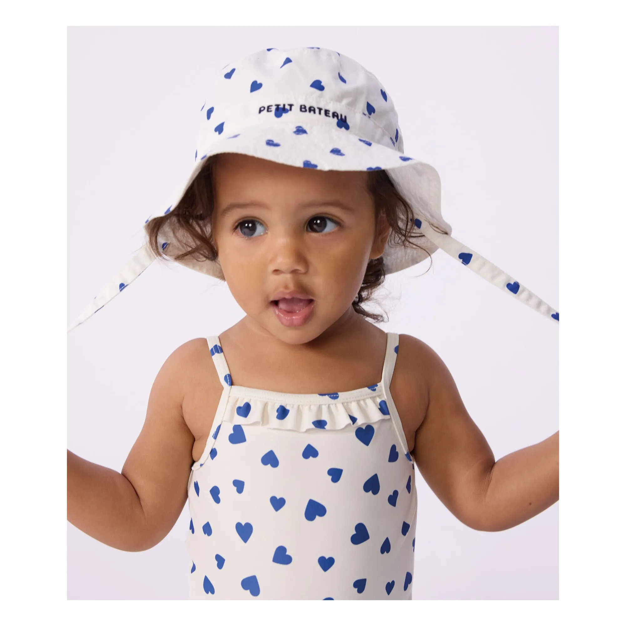 Petit Bateau White Bob Cœurs Twill Baby