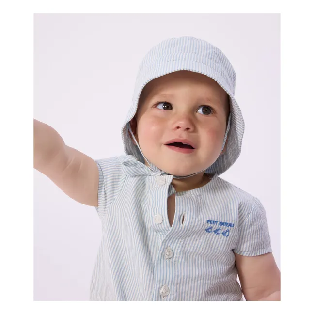 Bob Striped Seersucker Organic Cotton | Light Blue