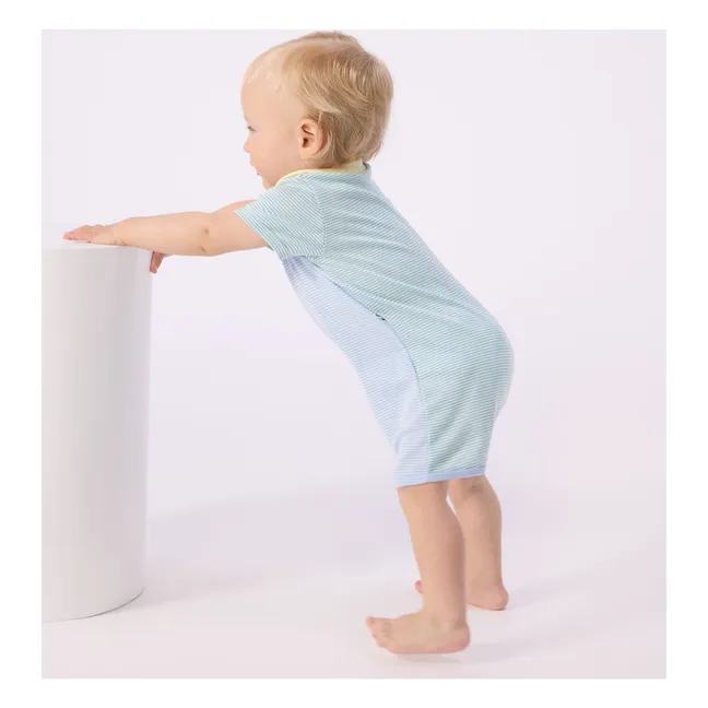 Pyjama Combishort Gestreift | Blau