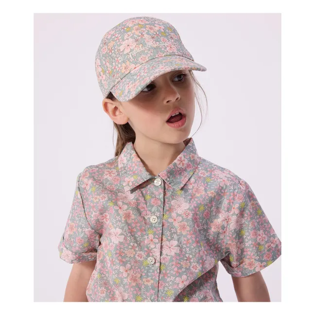 Casquette Fleurie Sergé | Bleu gris