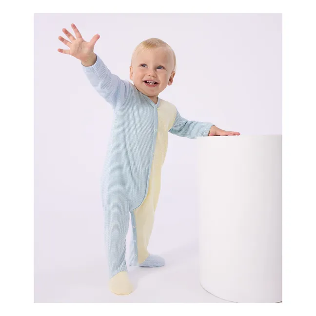 Pyjama Dors Bien Colorblock Rayé Milleraies Coton Bio | Vert