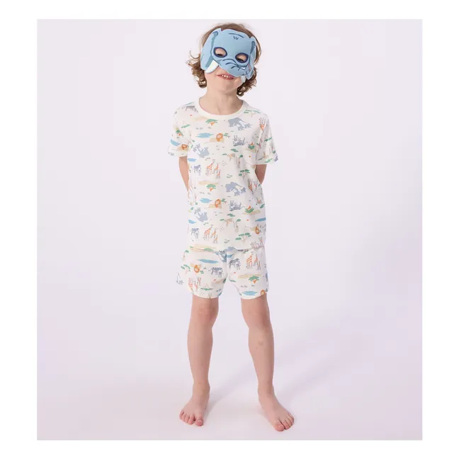 Ensemble Pyjama Short et Masque Savane Coton Bio | Blanc