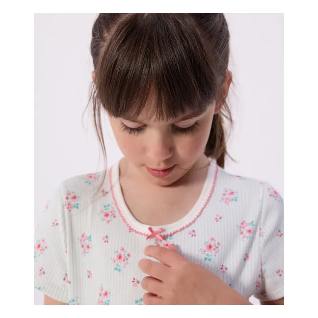 Pyjama Short Rayé Fleuri | Vert