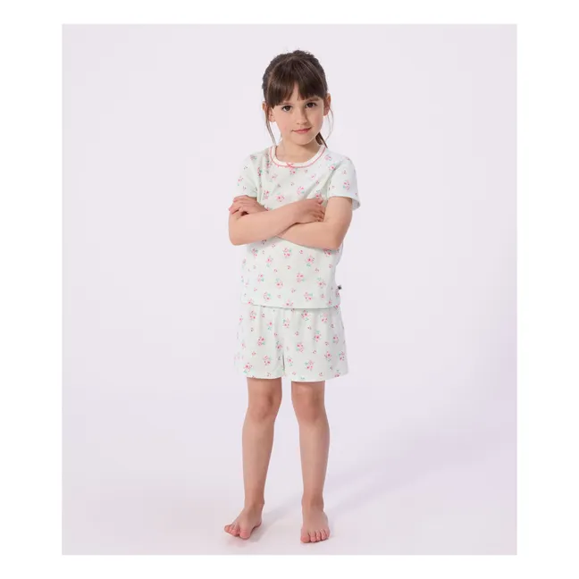 Pyjama Short Rayé Fleuri | Vert