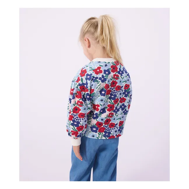 Sweat Fleuri Molleton | Bleu