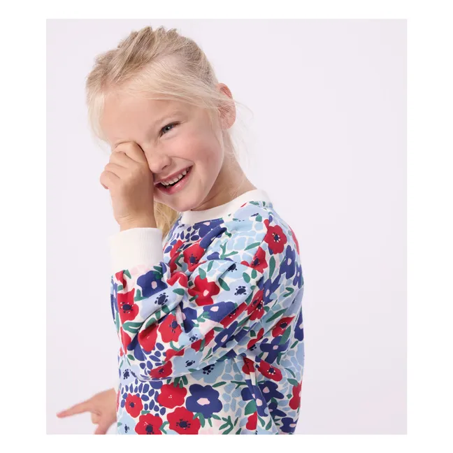 Sweat Fleuri Molleton | Bleu
